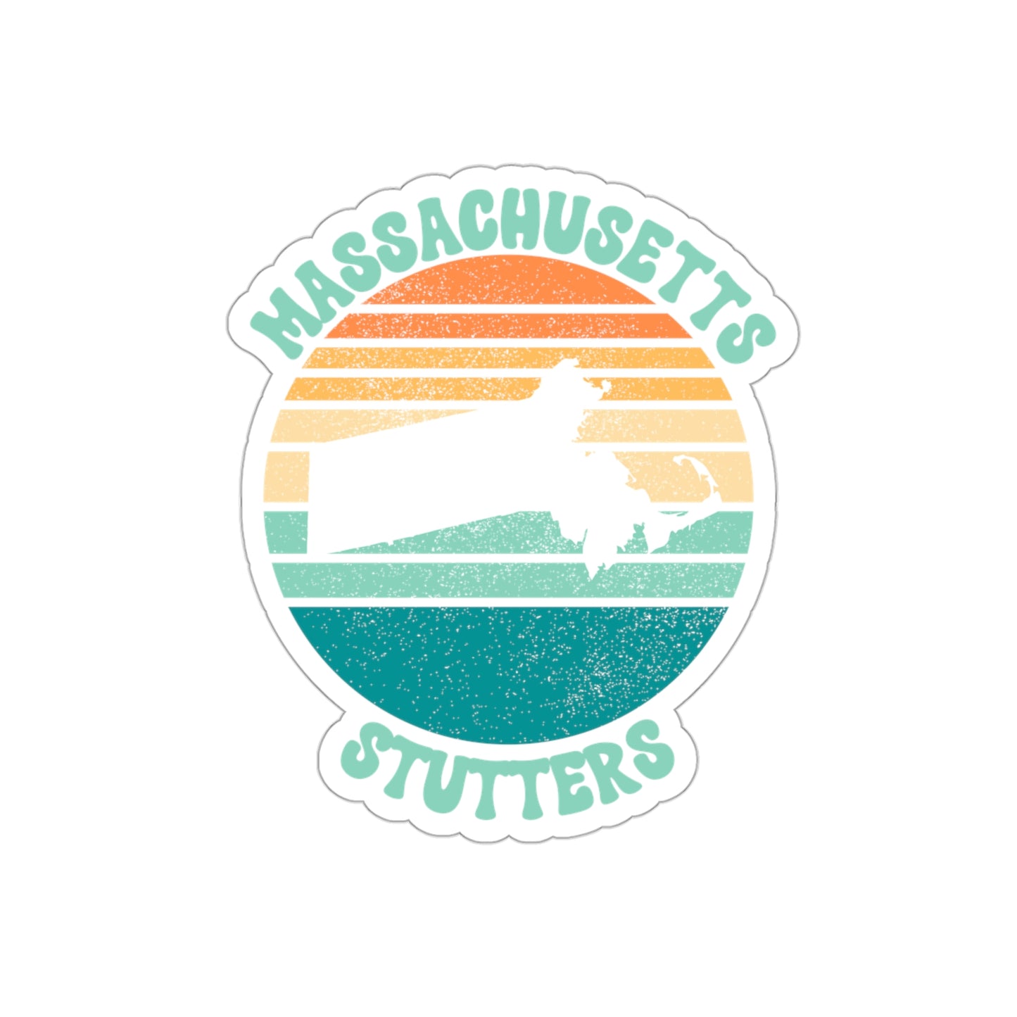 Massachusetts Stutters Retro Sun Sticker, 3", 4", 5" or 6"