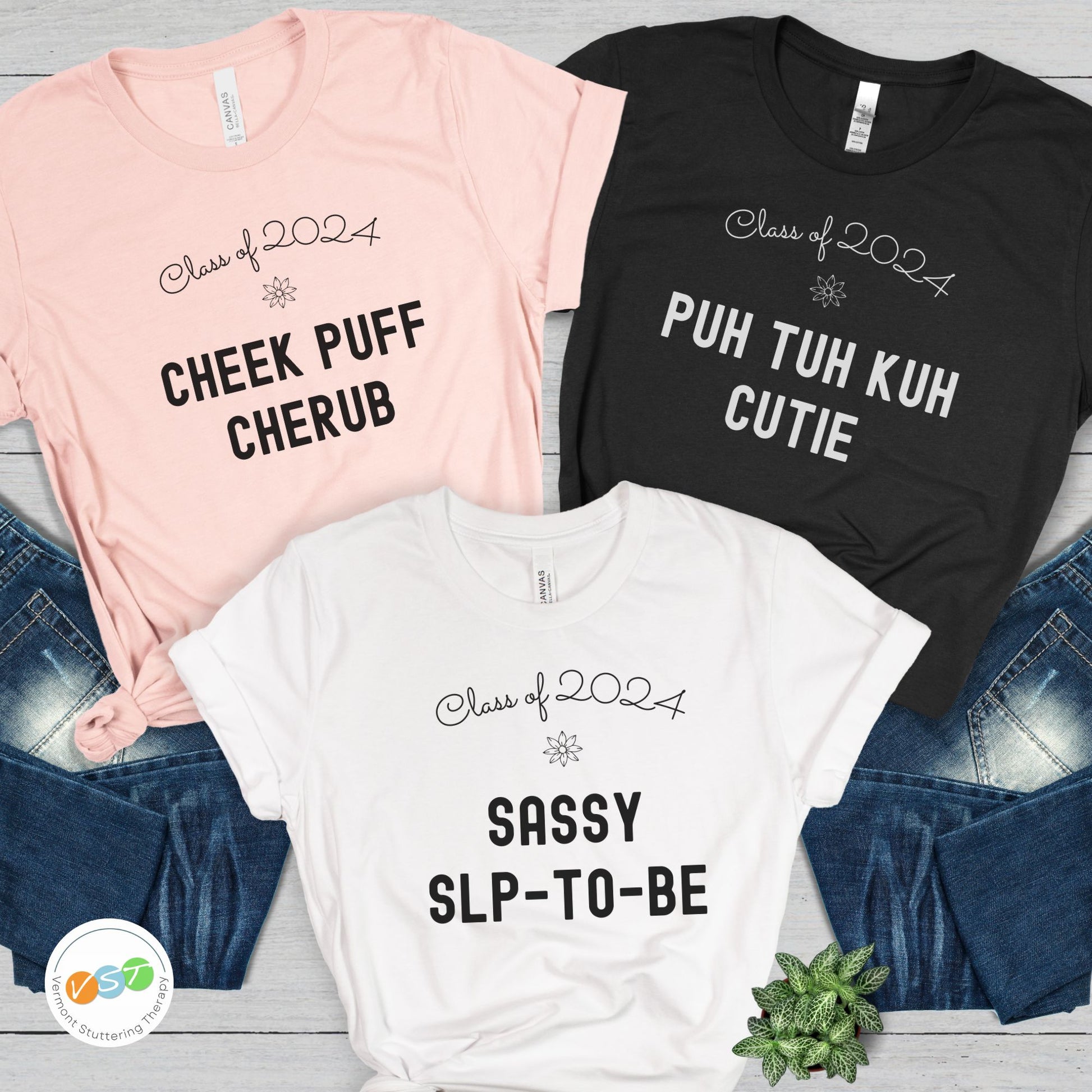 Custom SLP Group Cohort Funny Party Shirts Cheek Puff Cherub Puh Tuh Kuh Cutie Sassy SLP-to-Be