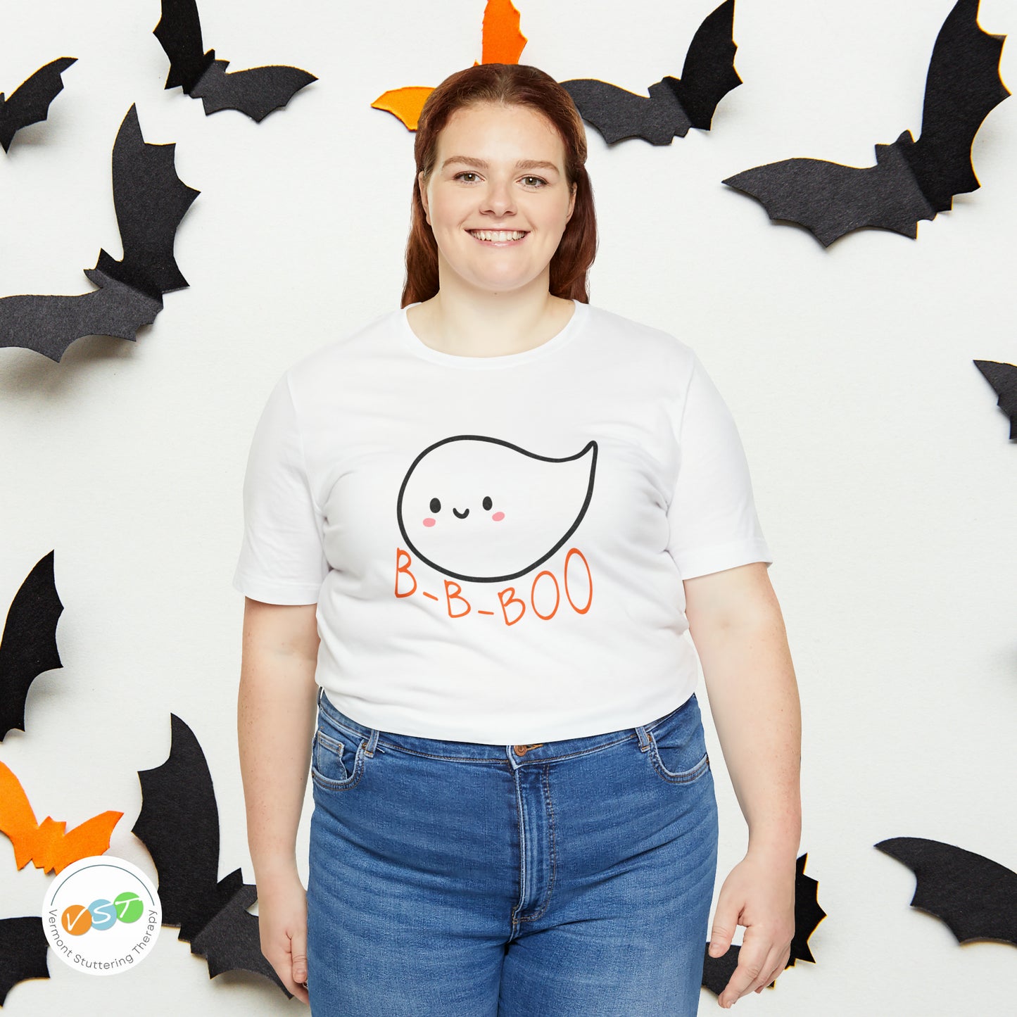 Stuttering Ghost B-B-Boo Halloween T-shirt - Adult