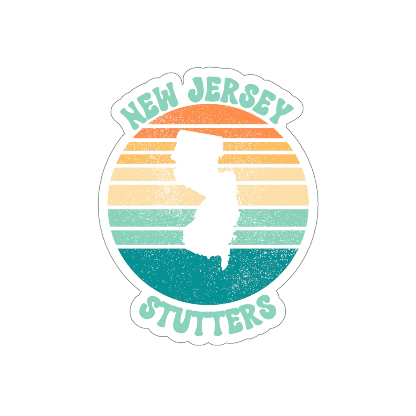 New Jersey Stutters Retro Sun Sticker, 3", 4", 5" or 6"