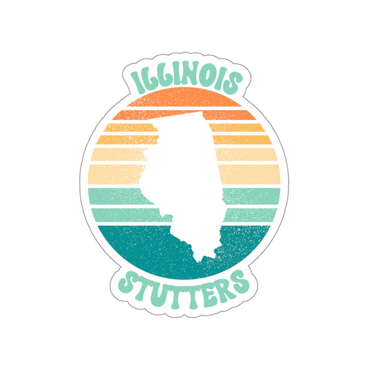 Illinois Stutters Retro Sun Sticker, 3", 4", 5" or 6"