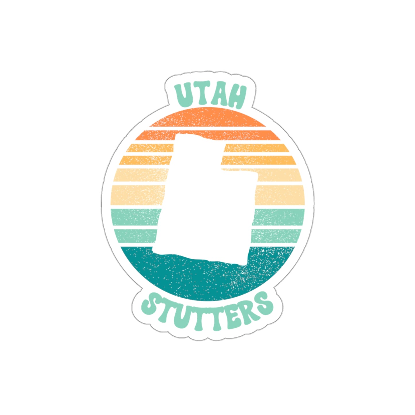Utah Stutters Retro Sun Sticker, 3", 4", 5" or 6"