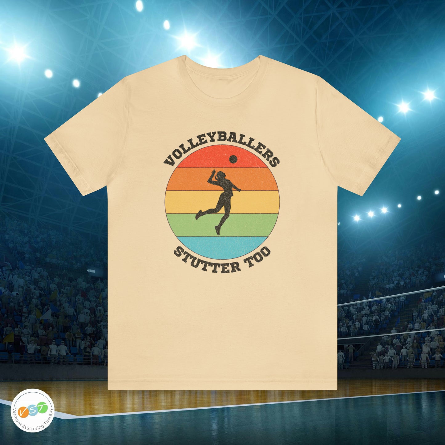 Volleyballers Stutter Too Retro Sun Spiking Vball T-shirt