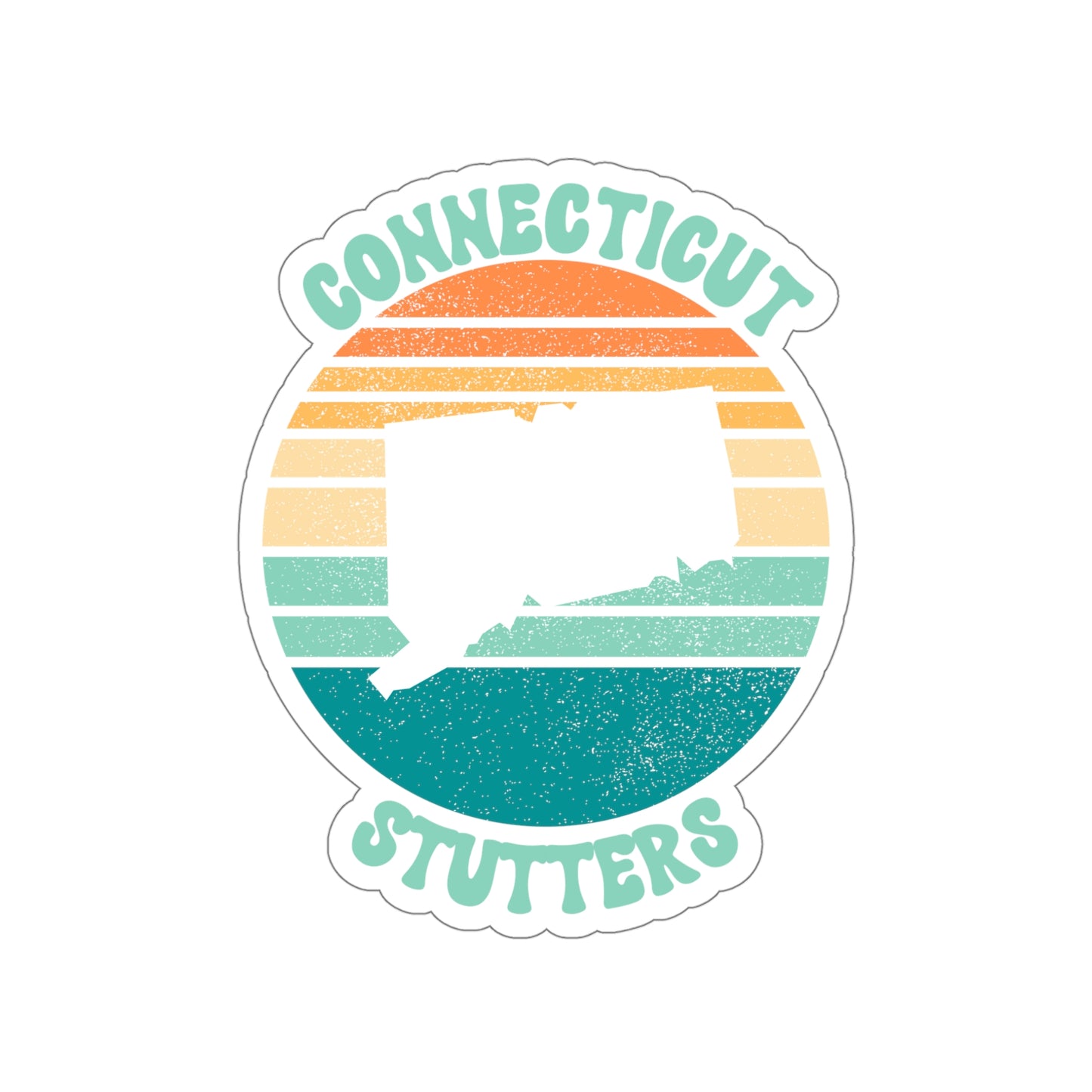 Connecticut Stutters Retro Sun Sticker, 3", 4", 5" or 6"