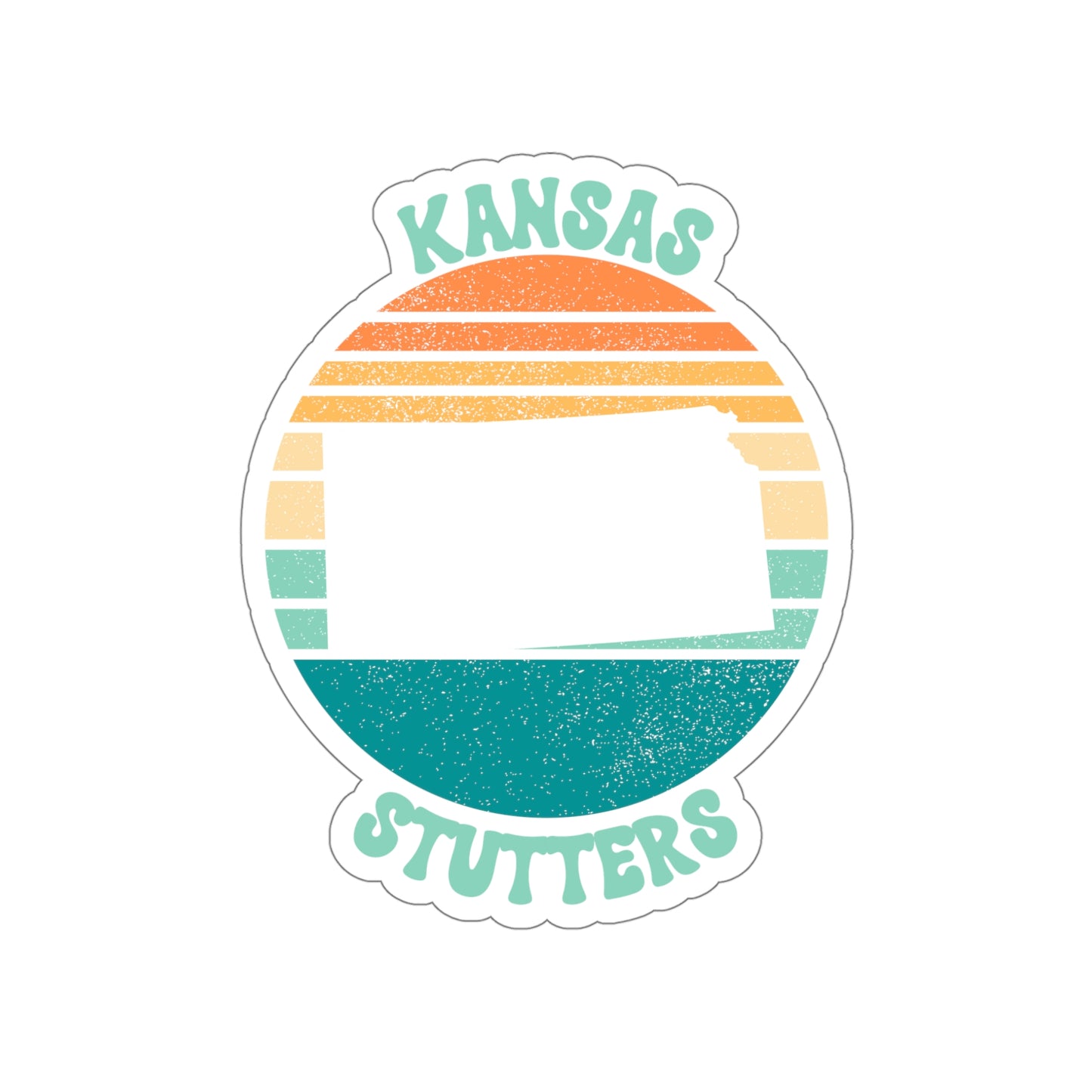 Kansas Stutters Retro Sun Sticker, 3", 4", 5" or 6"