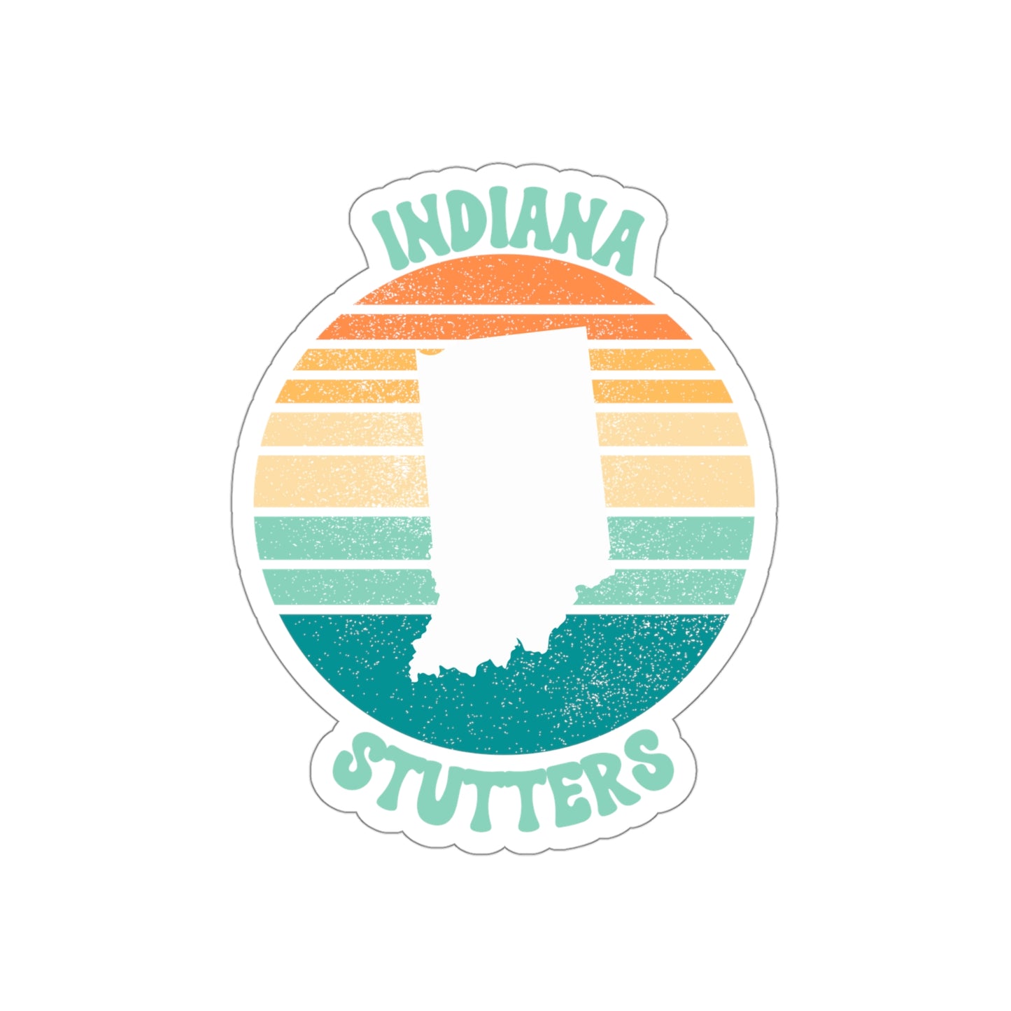Indiana Stutters Retro Sun Sticker, 3", 4", 5" or 6"