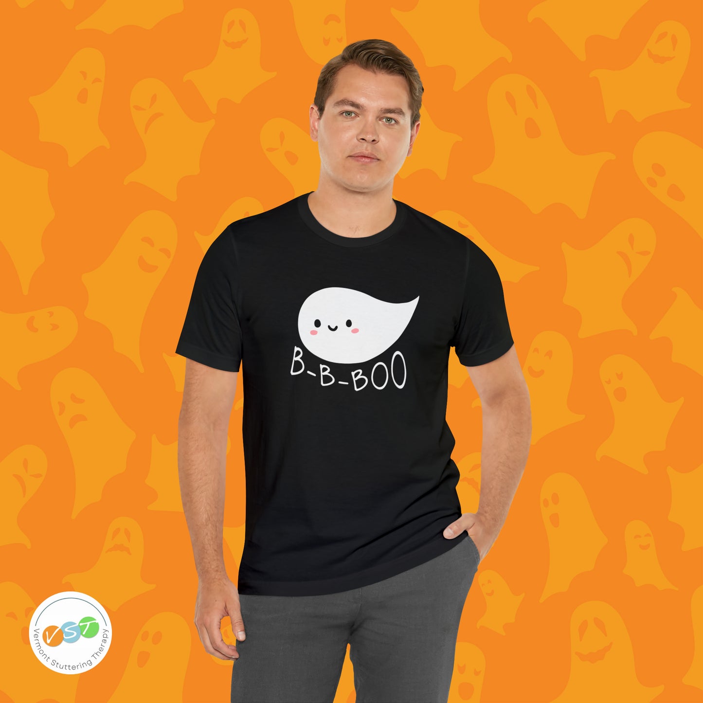 Stuttering Ghost B-B-Boo Halloween T-shirt - Adult