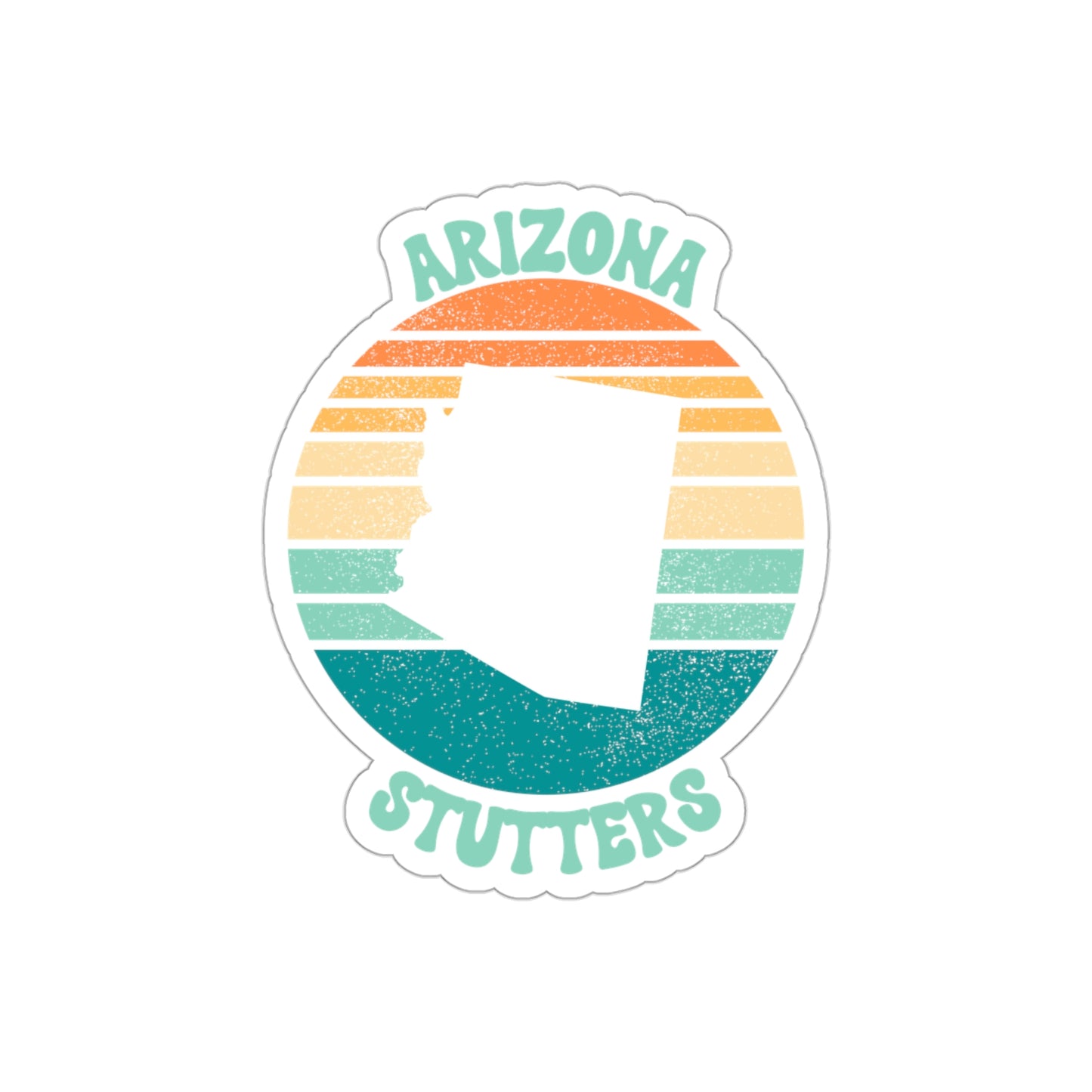 Arizona Stutters Retro Sun Sticker, 3", 4", 5" or 6"