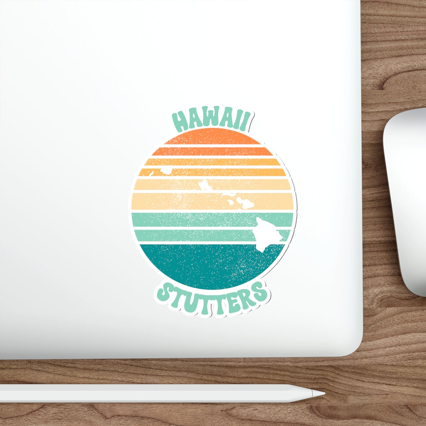 Hawaii Stutters Retro Sun Sticker, 3", 4", 5" or 6"