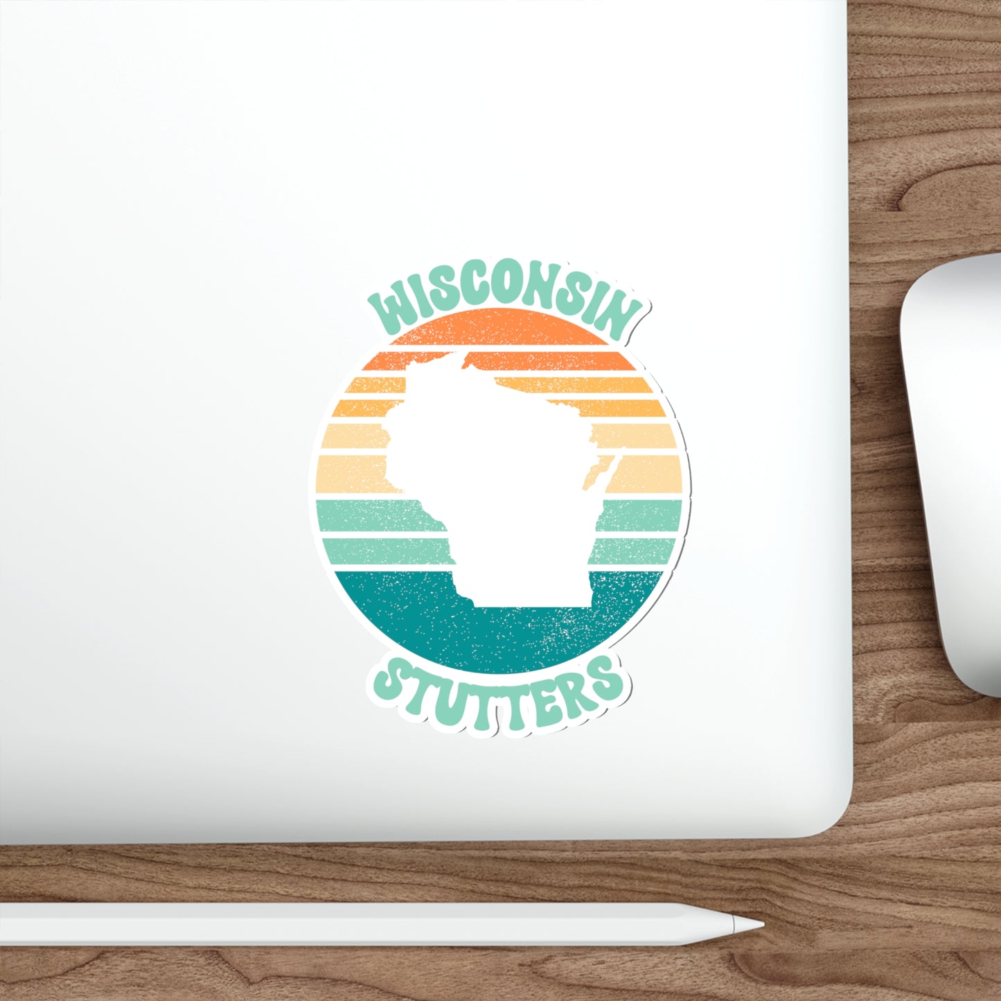 Wisconsin Stutters Retro Sun Sticker, 3", 4", 5" or 6"