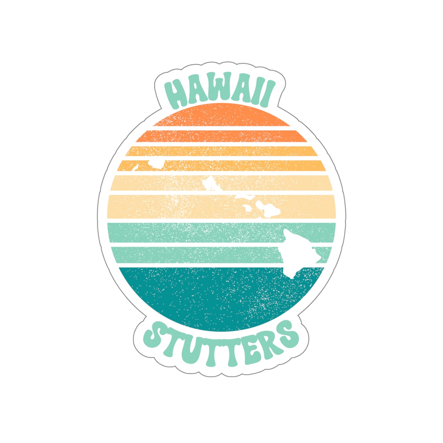 Hawaii Stutters Retro Sun Sticker, 3", 4", 5" or 6"