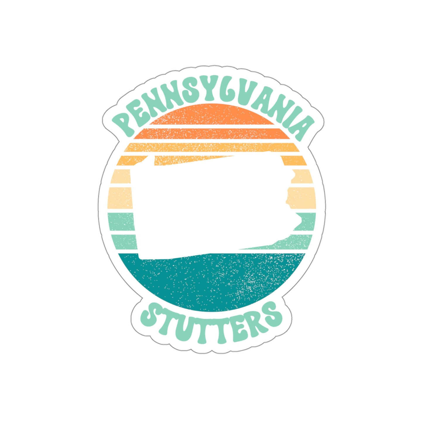 Pennsylvania Stutters Retro Sun Sticker, 3", 4", 5" or 6"