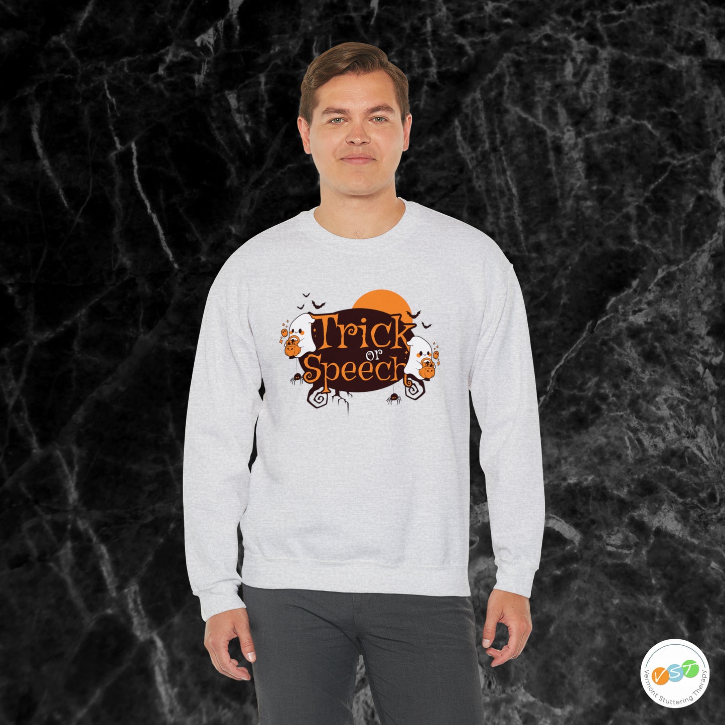 Trick or Speech Halloween Sweatshirt for SLPs & SLPAs