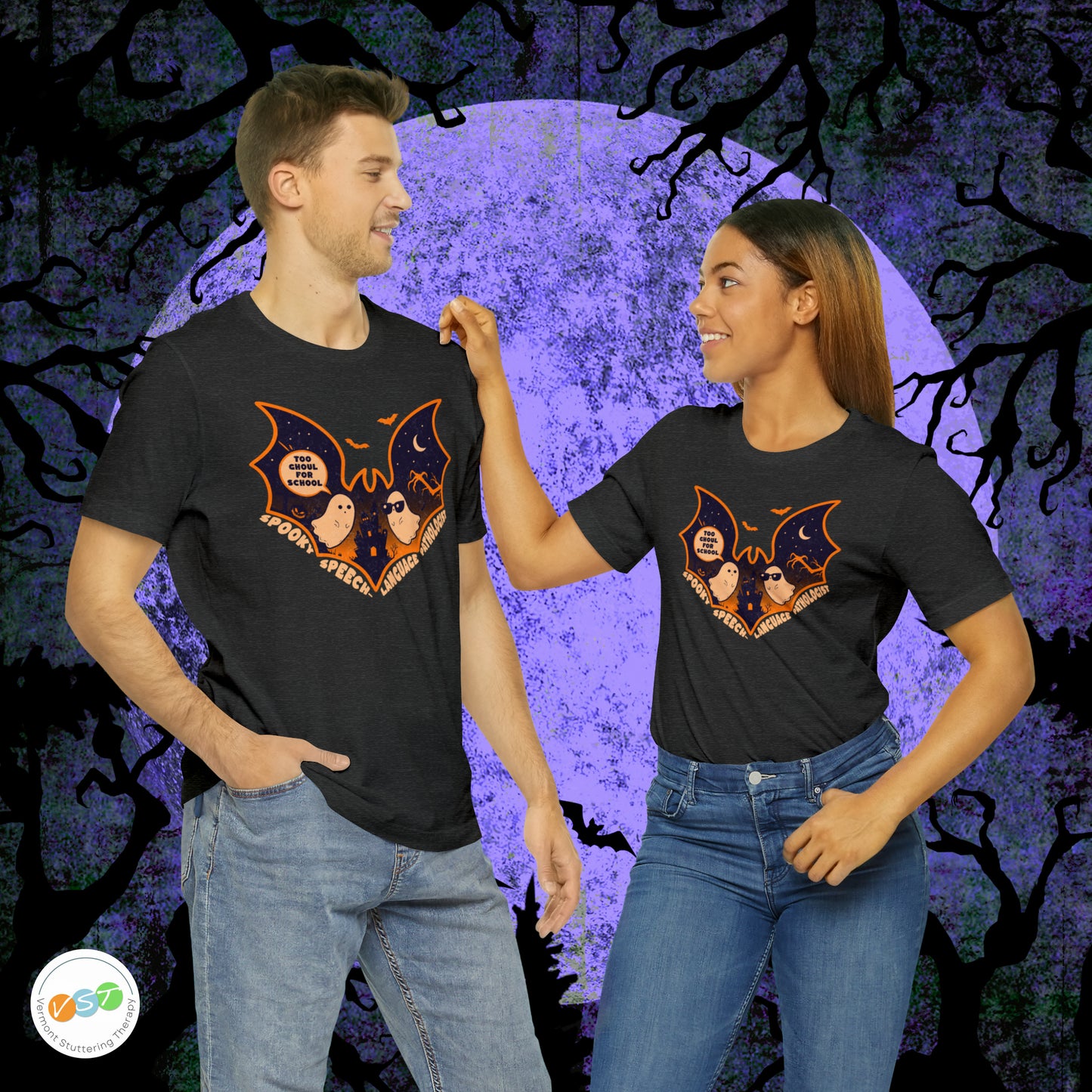Too Ghoul for School Bat Halloween T-shirt for SLP