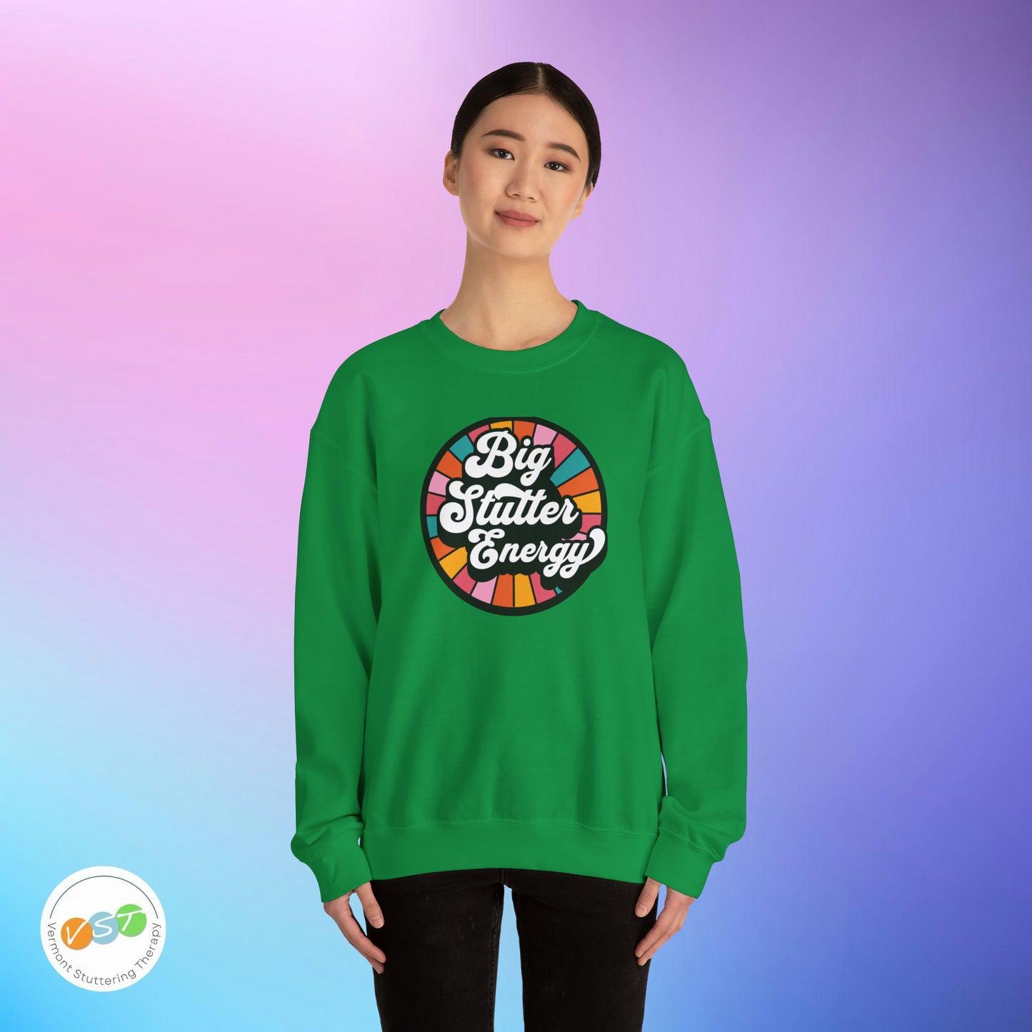 Big Stutter Energy Funny Retro Stuttering Crewneck Sweatshirt