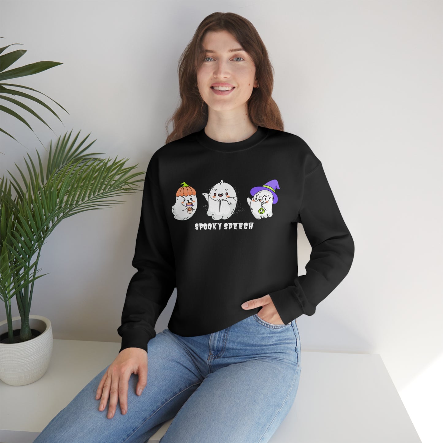 Spooky Speech Cute Ghosts Halloween Sweatshirt for SLP or SLPA