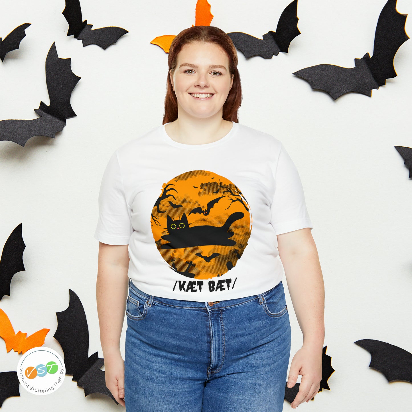 Spooky Phonetic Cat Bat Halloween T-shirt for SLP / SLPA