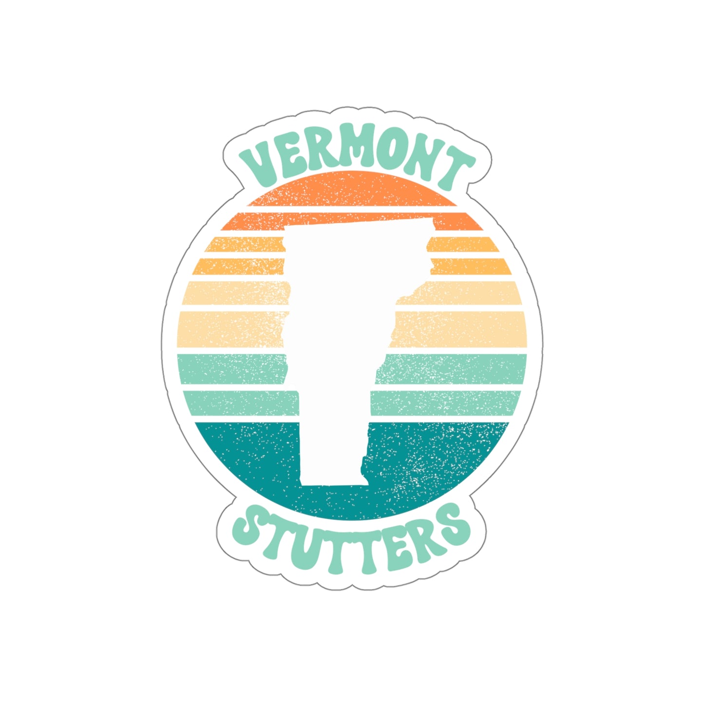 Vermont Stutters Retro Sun Sticker, 3", 4", 5" or 6"