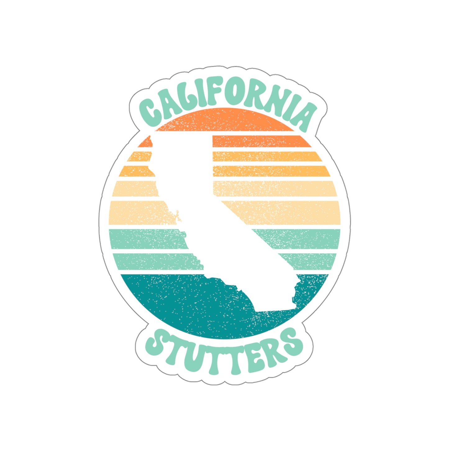 California Stutters Retro Sun Sticker, 3", 4", 5" or 6"