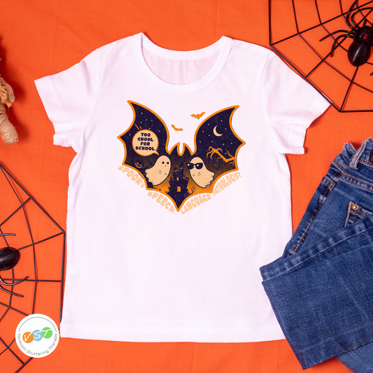 Too Ghoul for School Bat Halloween T-shirt for SLP