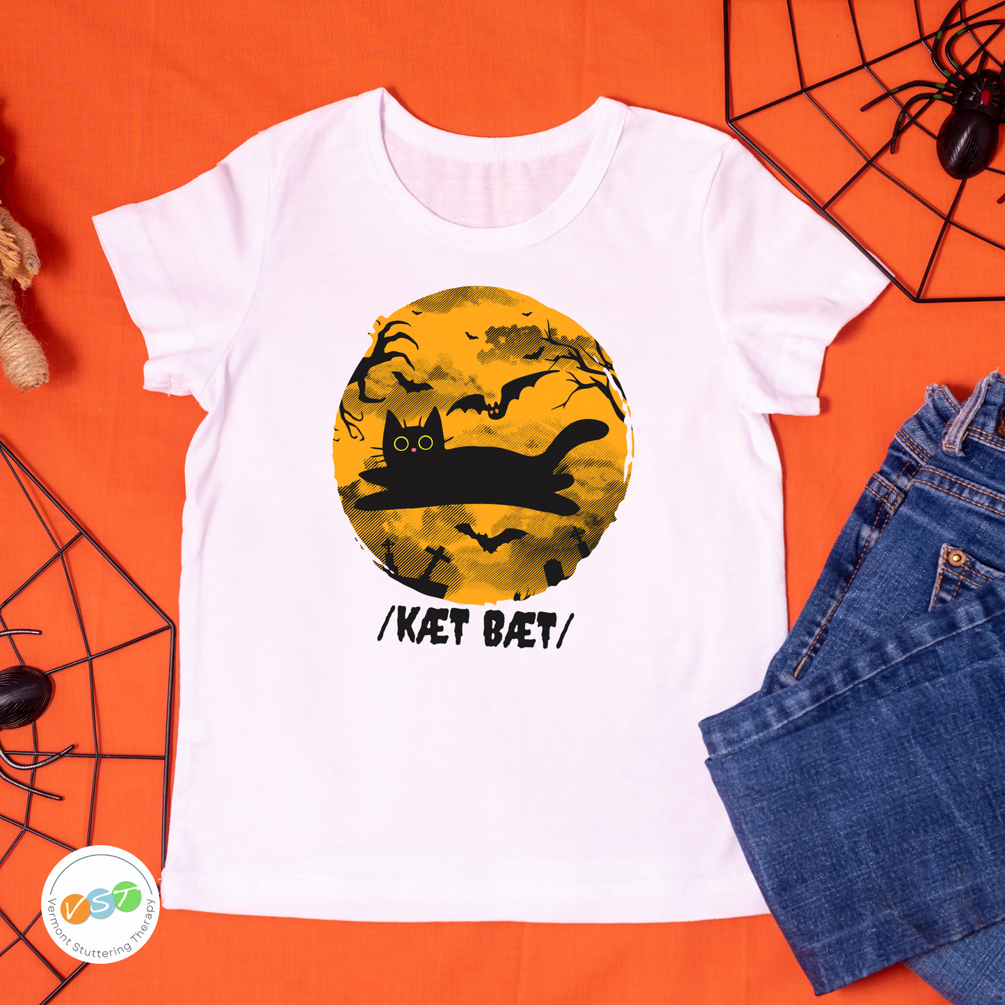 Spooky Phonetic Cat Bat Halloween T-shirt for SLP / SLPA