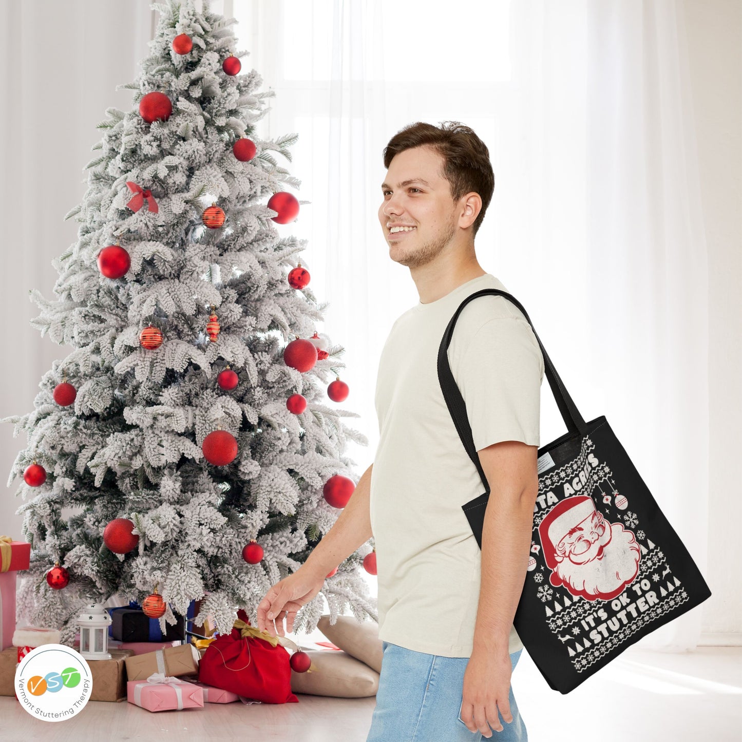 Santa Agrees It's OK to Stutter Christmas Tote