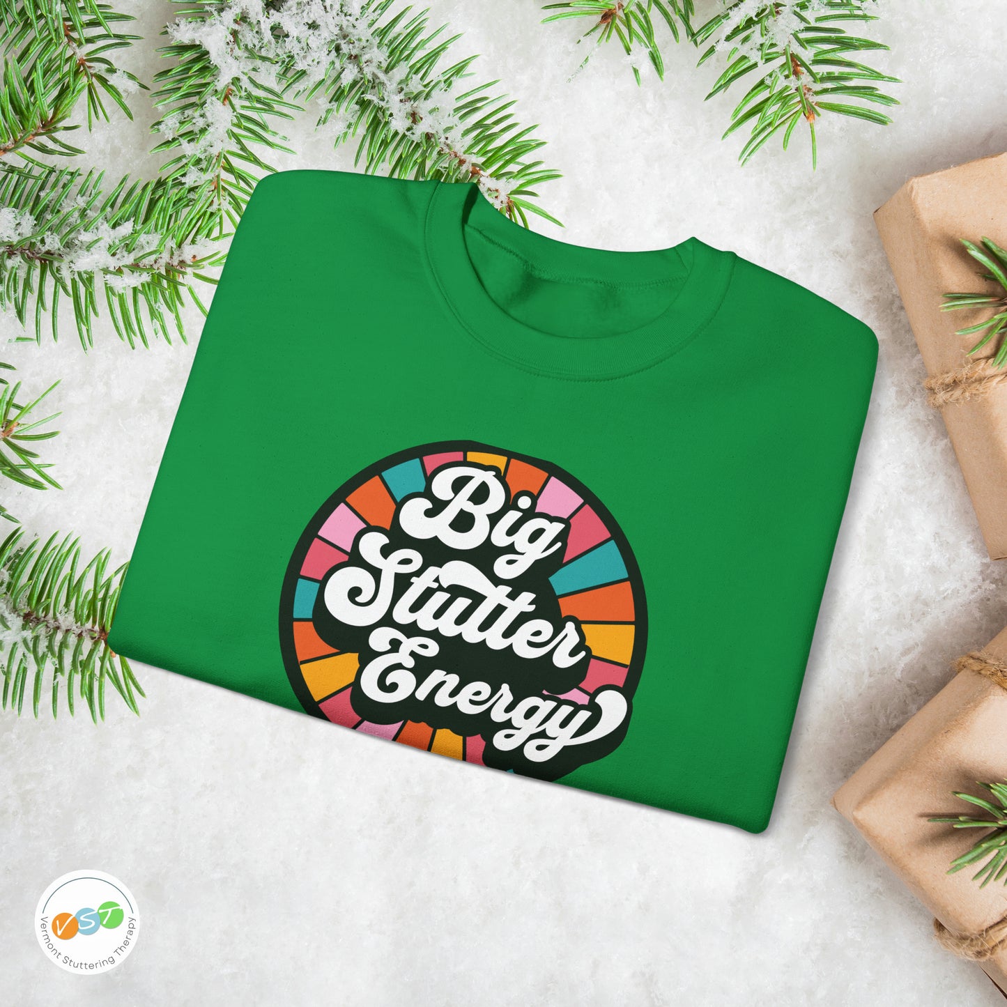 Big Stutter Energy Funny Retro Stuttering Crewneck Sweatshirt