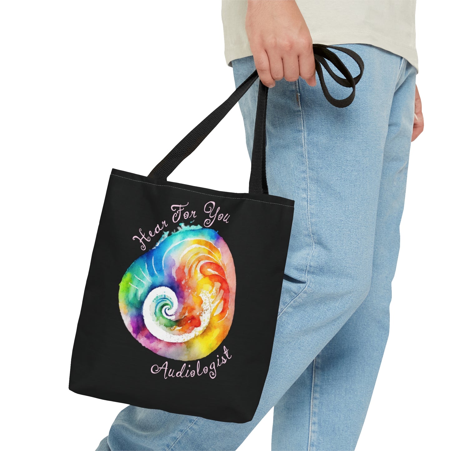 Hear for You Abstract Cochlea Audiology Tote Bag - Black