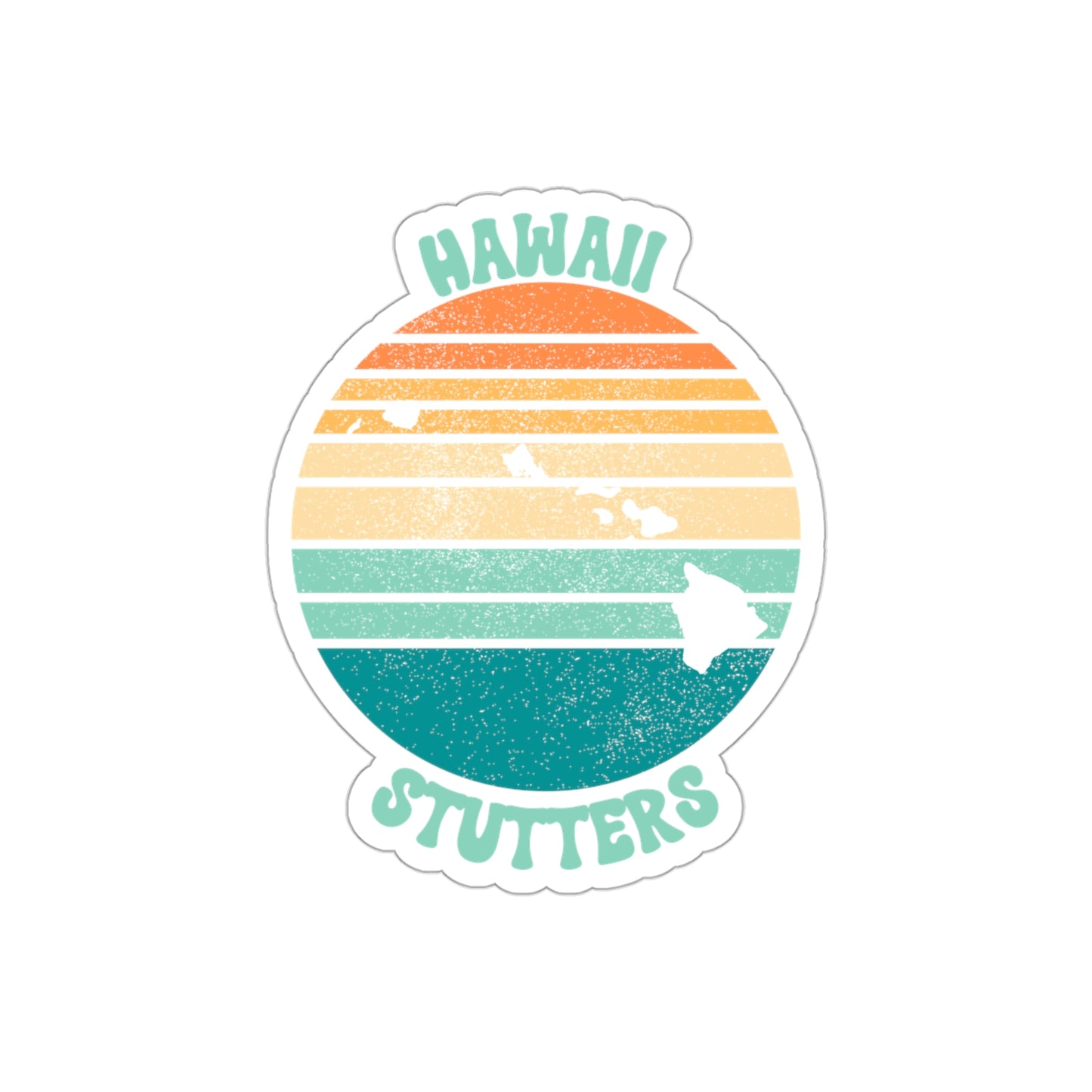 Hawaii Stutters Retro Sun Sticker, 3", 4", 5" or 6"