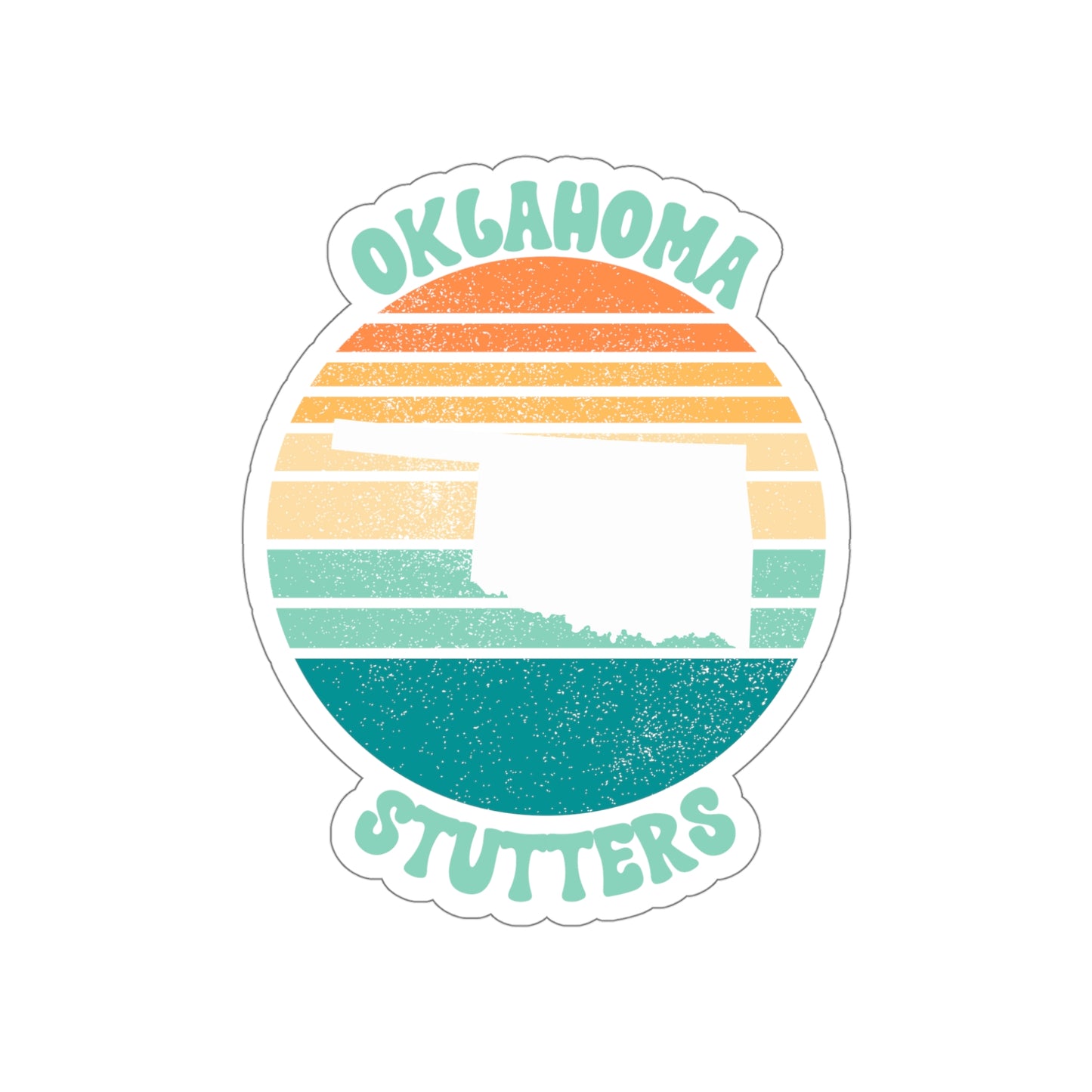 Oklahoma Stutters Retro Sun Sticker, 3", 4", 5" or 6"