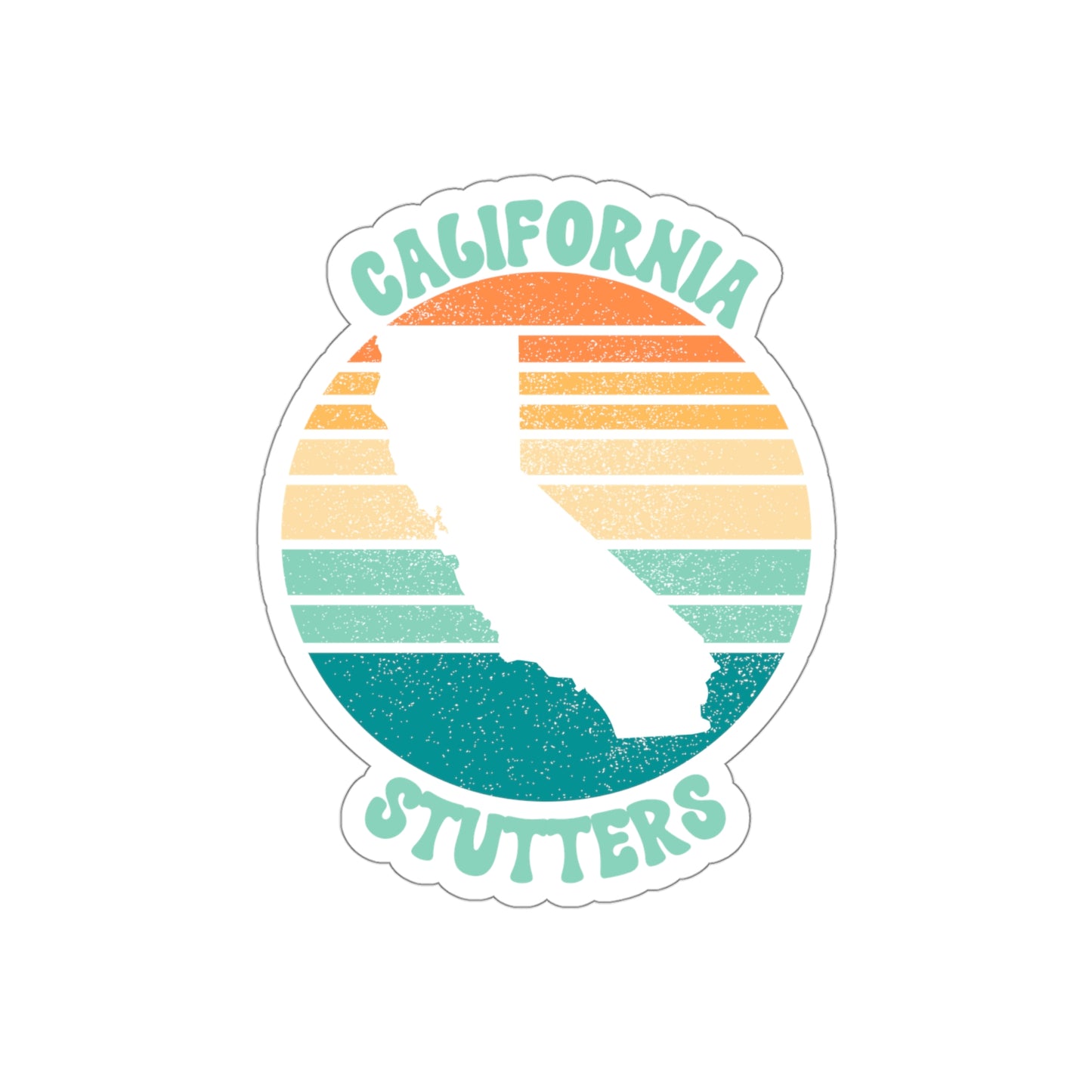 California Stutters Retro Sun Sticker, 3", 4", 5" or 6"