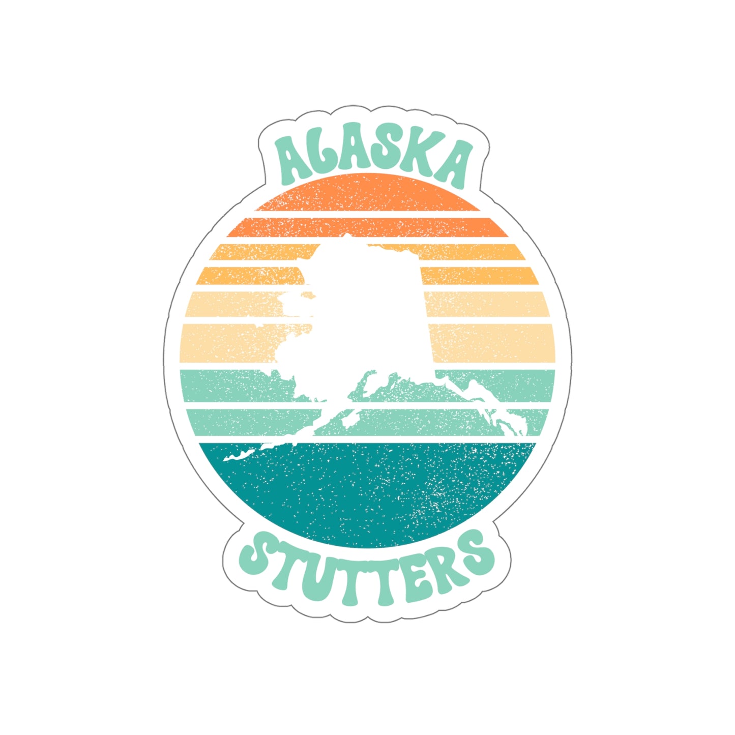 Alaska Stutters Retro Sun Sticker, 3", 4", 5" or 6"