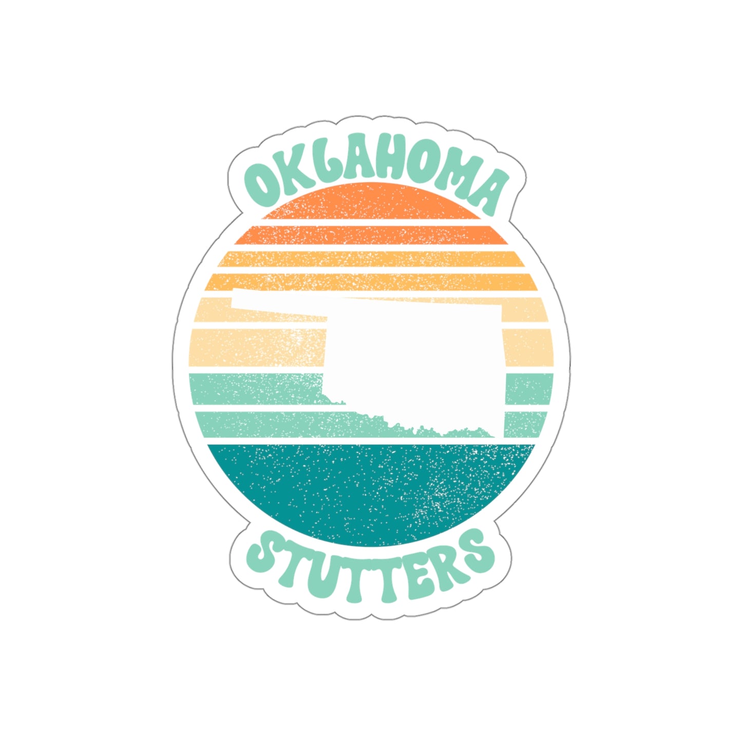 Oklahoma Stutters Retro Sun Sticker, 3", 4", 5" or 6"