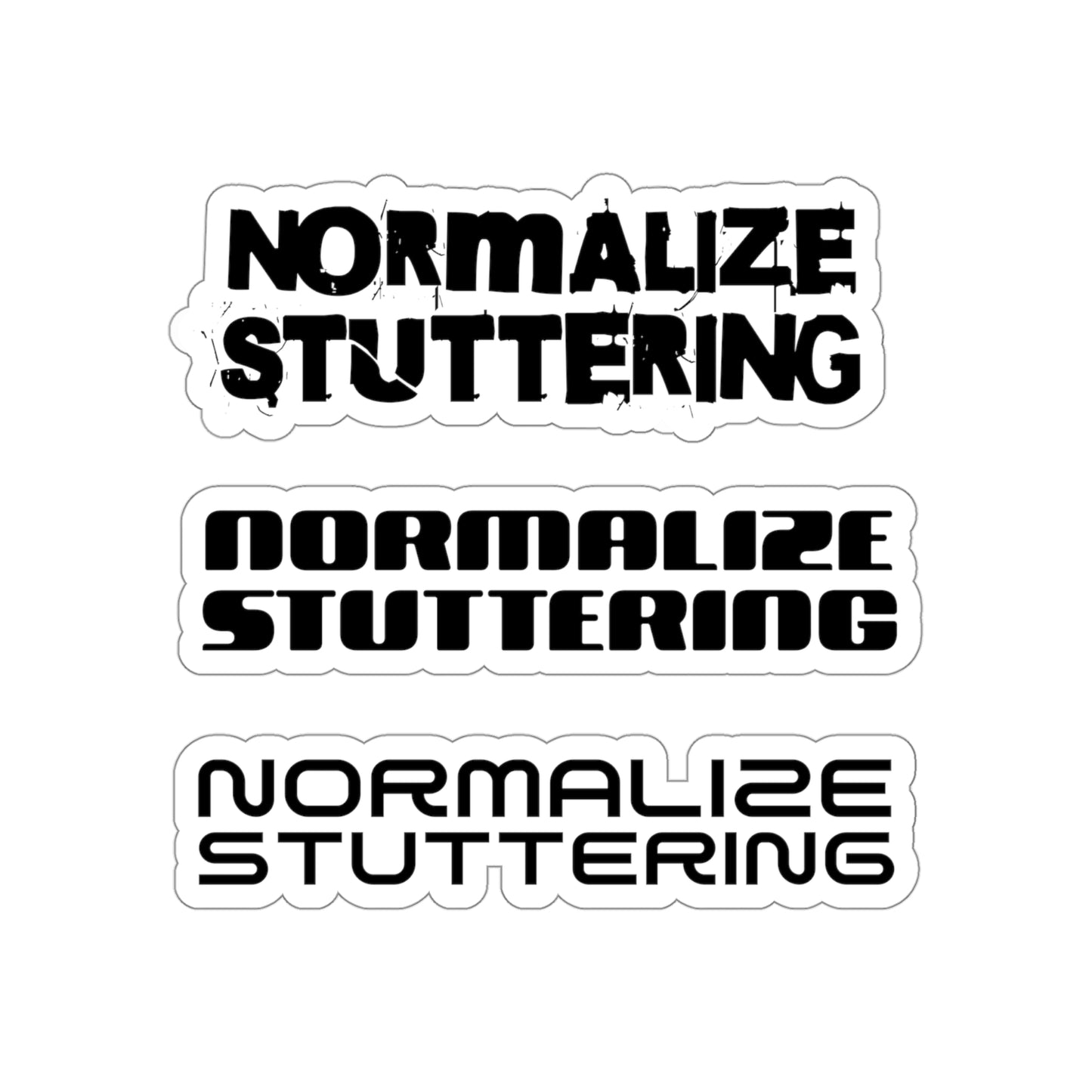 Sheet of 3 Black & White Y2K 90s Normalize Stuttering Stickers