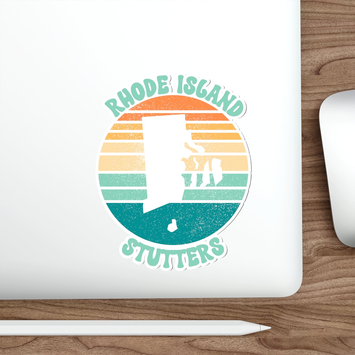 Rhode Island Stutters Retro Sun Sticker, 3", 4", 5" or 6"