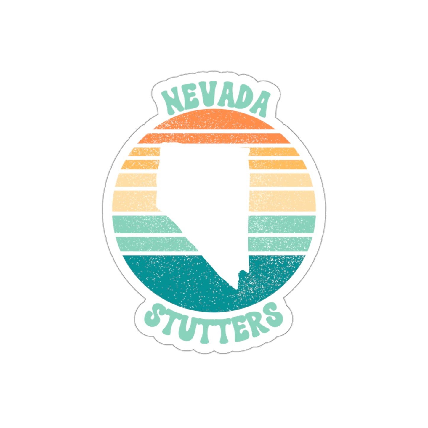 Nevada Stutters Retro Sun Sticker, 3", 4", 5" or 6"