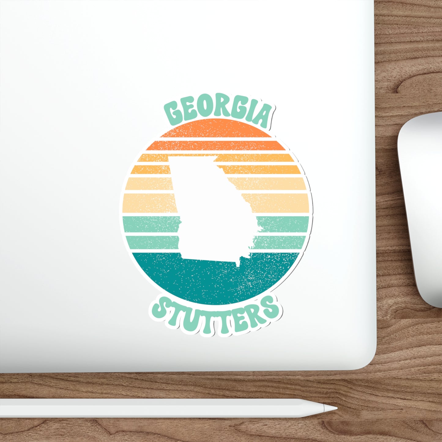 Georgia Stutters Retro Sun Sticker, 3", 4", 5" or 6"