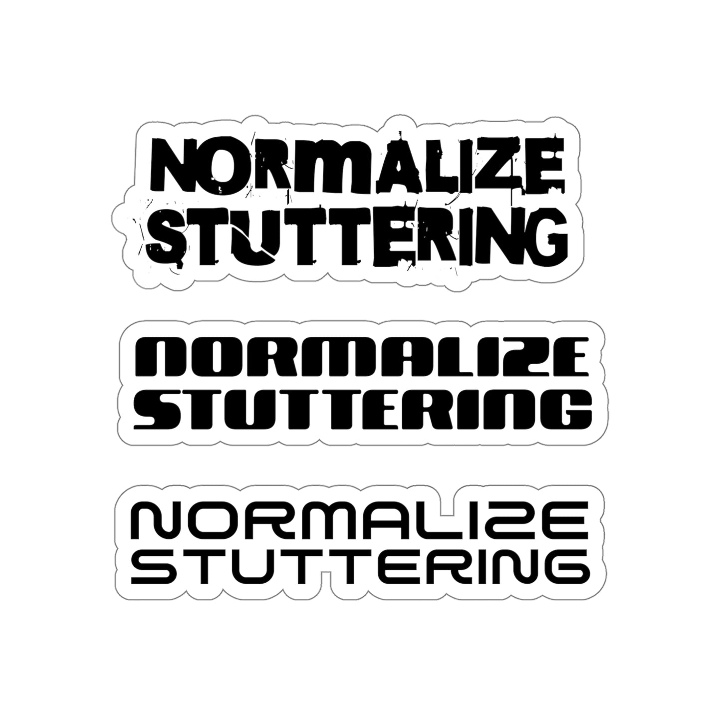 Sheet of 3 Black & White Y2K 90s Normalize Stuttering Stickers