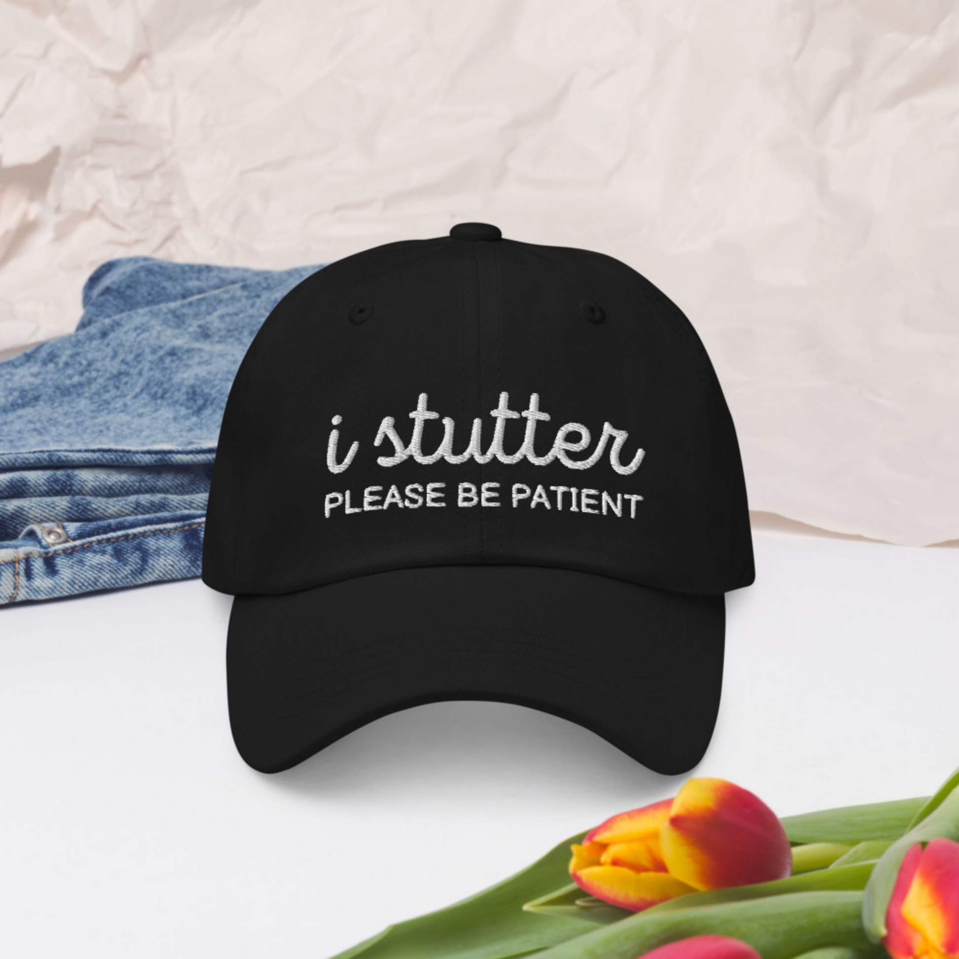 I Stutter Please Be Patient Embroidered Unisex Classic Hat for Person Who Stutters, Self-Disclosure Stuttering Therapy Stutter Awareness Cap