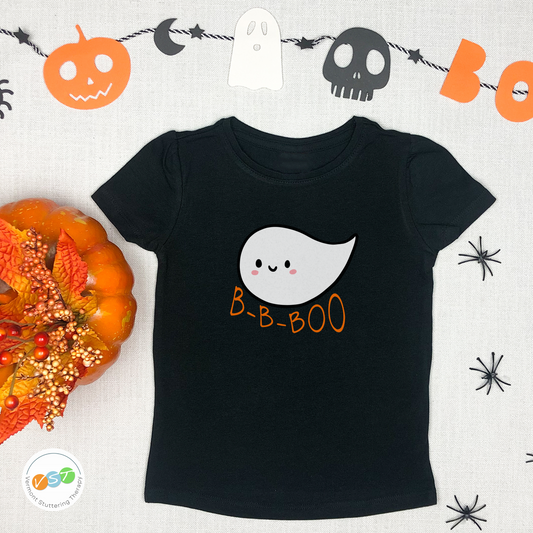 Kids Stuttering Ghost Halloween B-B-Boo T-shirt for Child Who Stutters