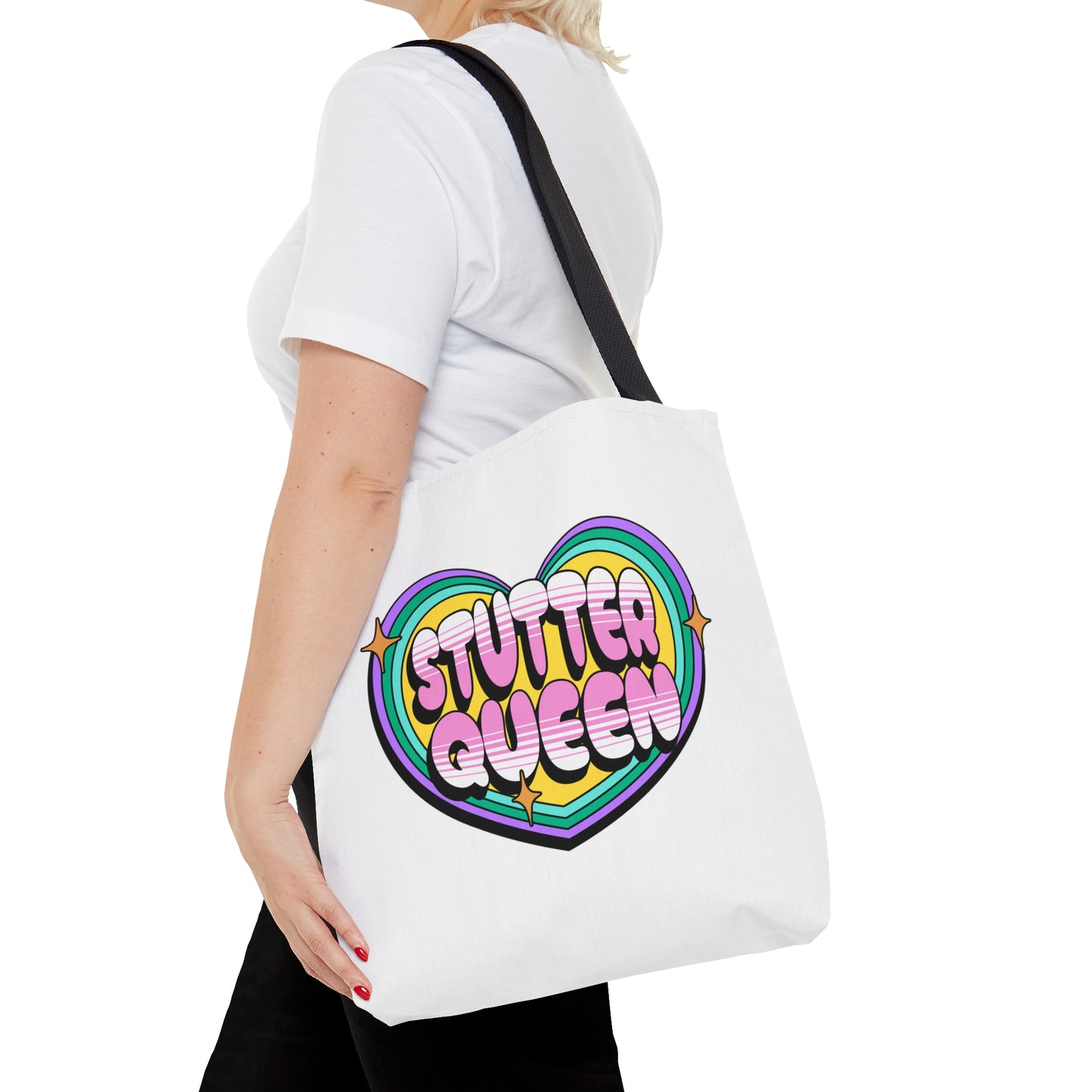 Stuttering Queen Cute Heart Tote Bag Gift for Woman Who Stutters
