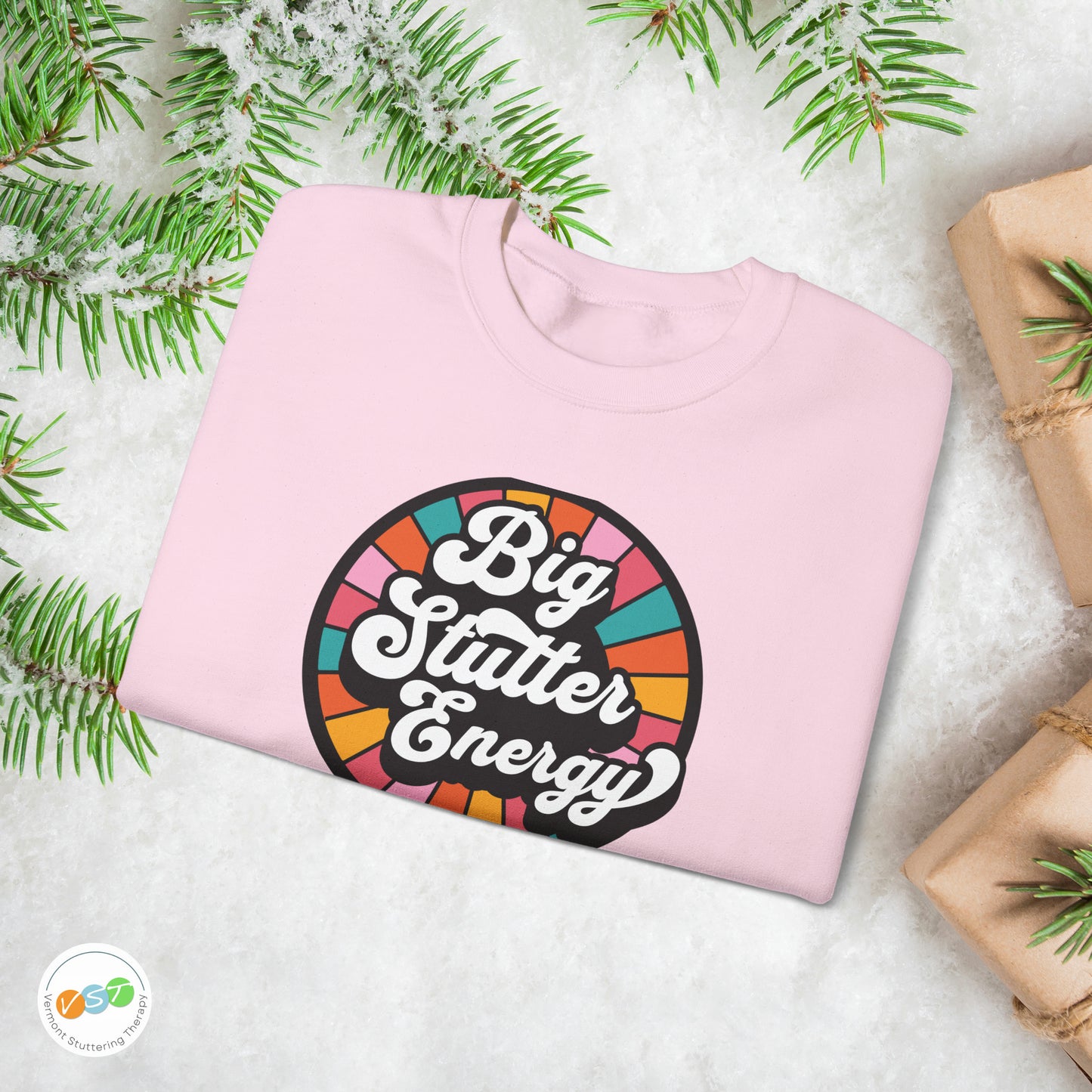 Big Stutter Energy Funny Retro Stuttering Crewneck Sweatshirt