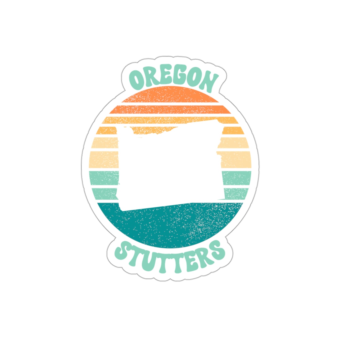 Oregon Stutters Retro Sun Sticker, 3", 4", 5" or 6"