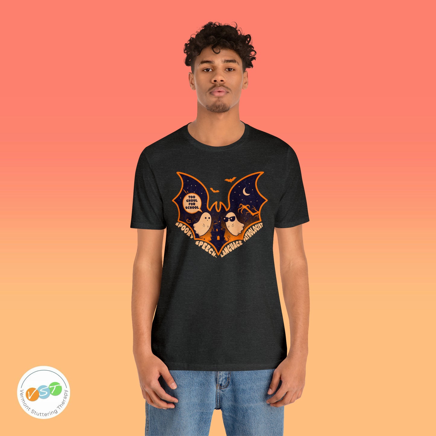 Too Ghoul for School Bat Halloween T-shirt for SLP