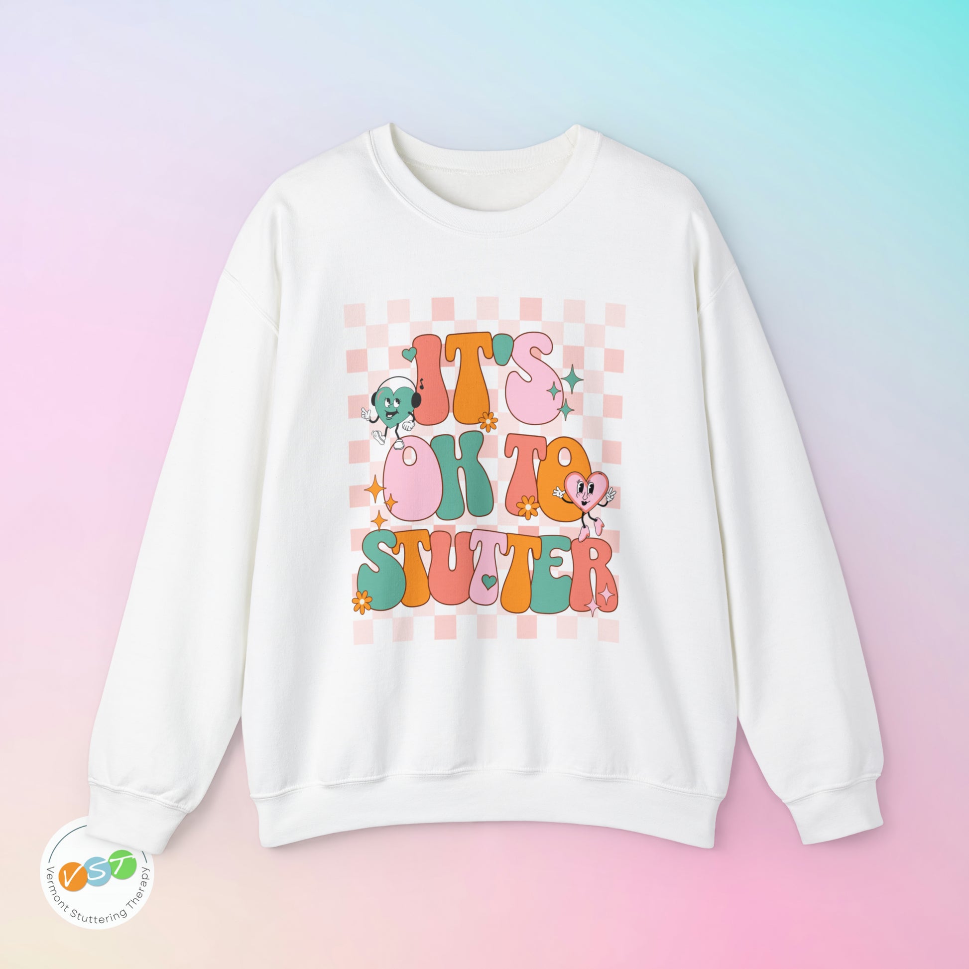 It's OK to Stutter Groovy Bubble Text Sweatshirt