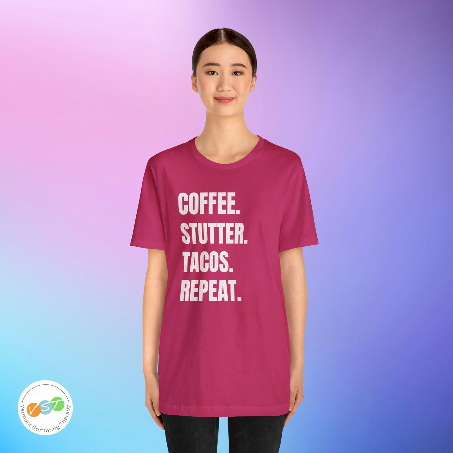 Coffee. Stutter. Tacos. Repeat. T-shirt