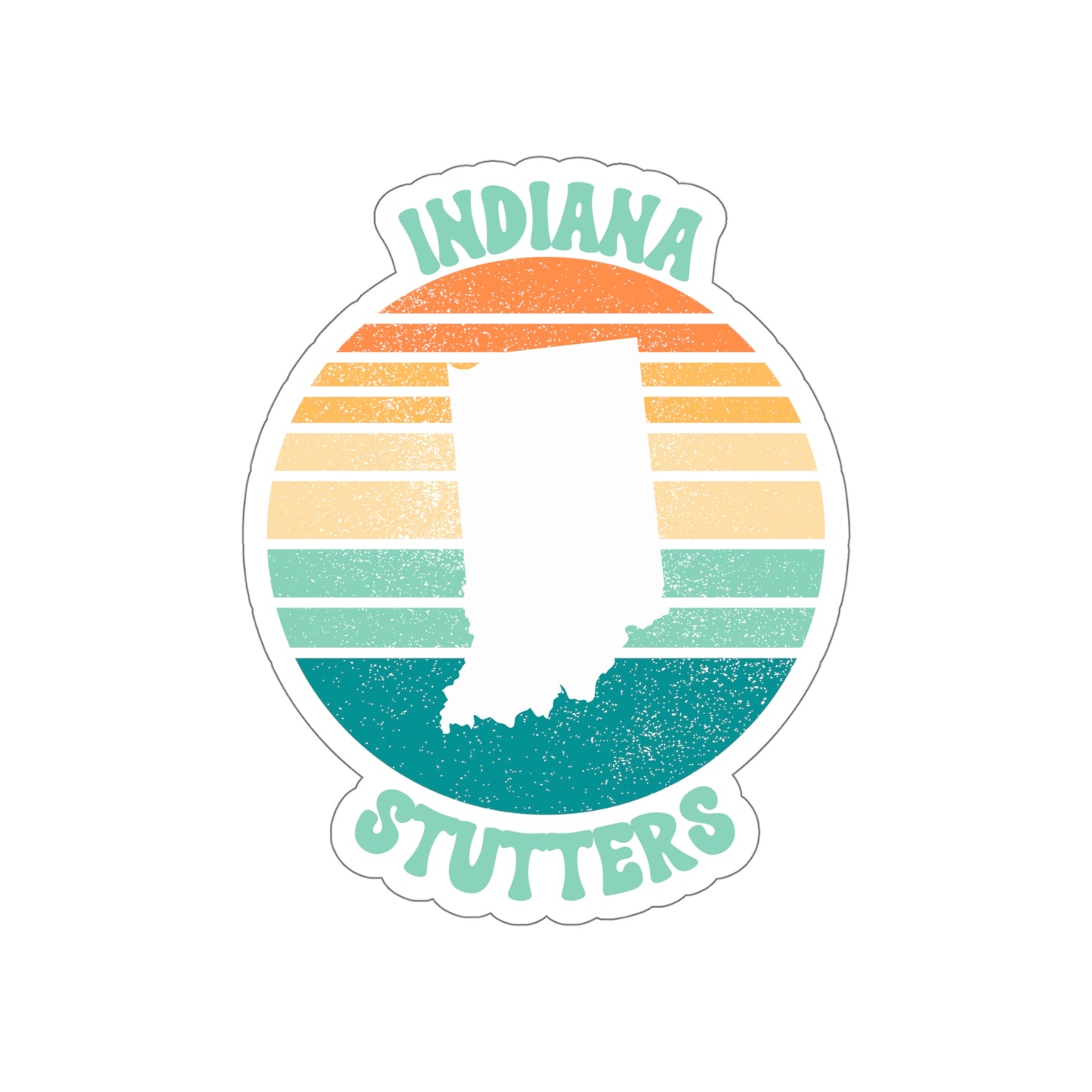 Indiana Stutters Retro Sun Sticker, 3", 4", 5" or 6"