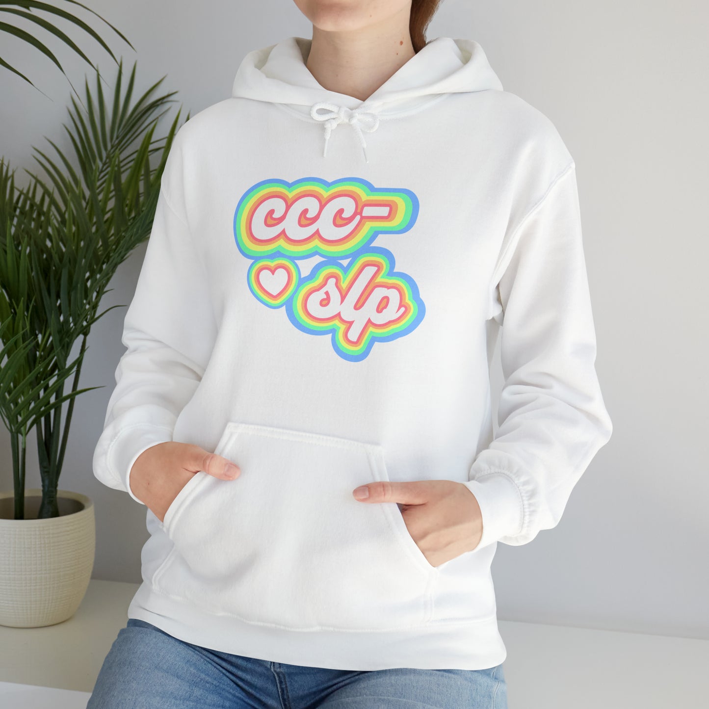 CCC-SLP Pastel Retro Unisex Hooded Sweatshirt for Speech Pathologist