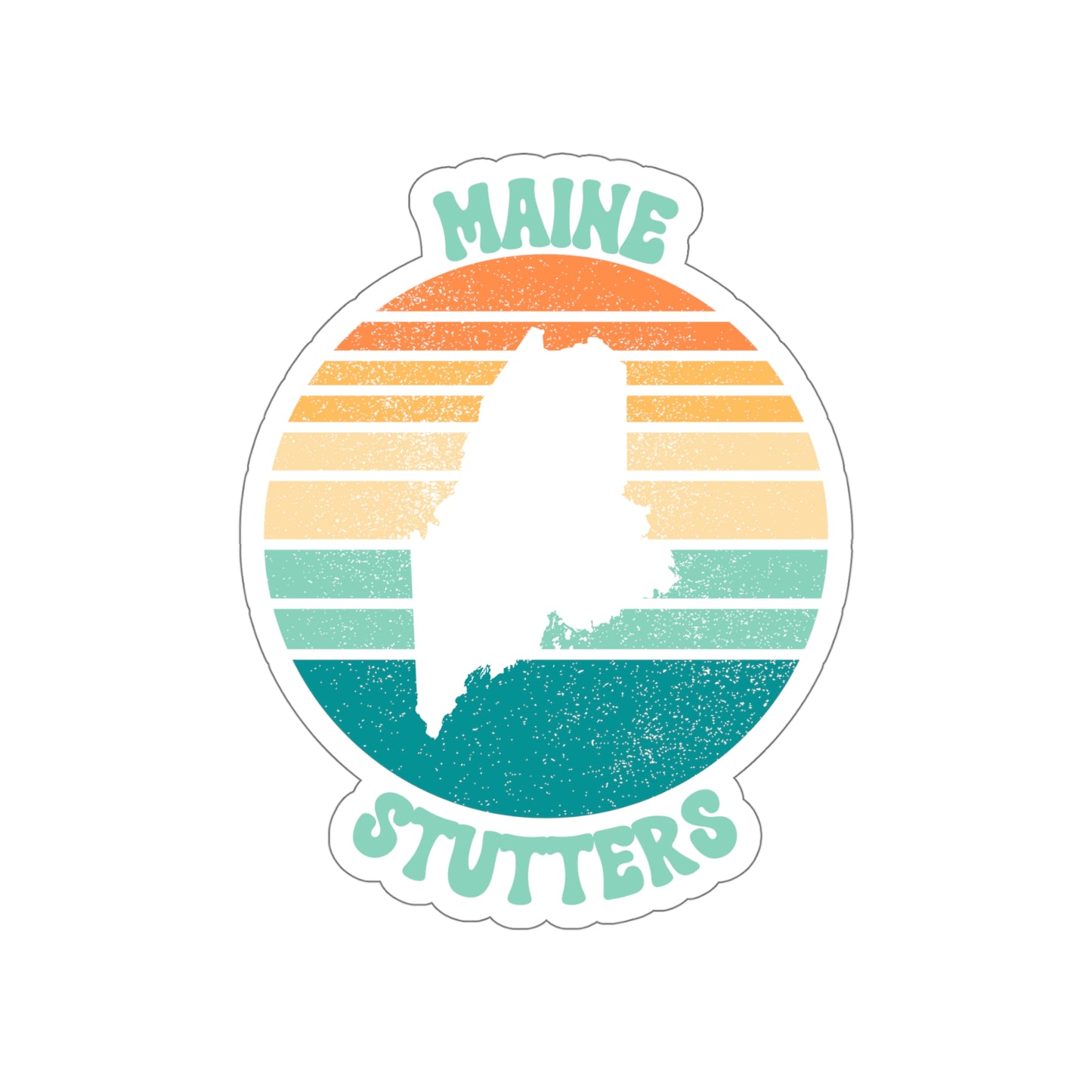 Maine Stutters Retro Sun Sticker, 3", 4", 5" or 6"