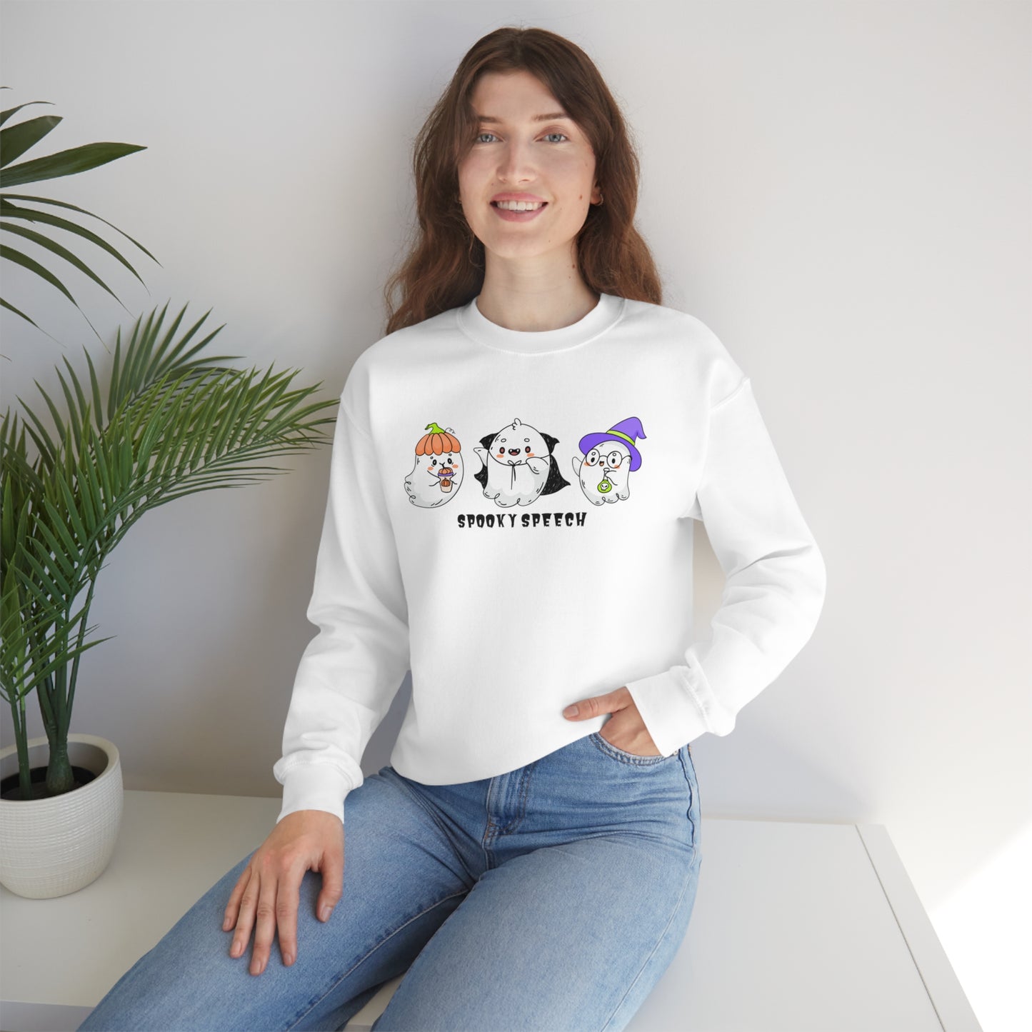 Spooky Speech Cute Ghosts Halloween Sweatshirt for SLP or SLPA